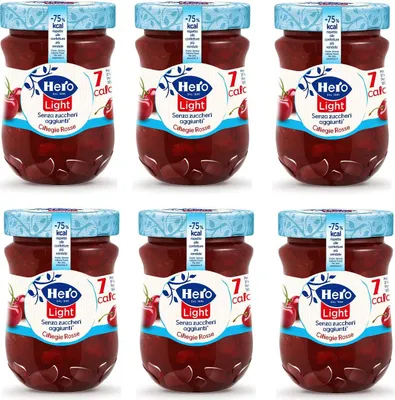 Produktbild von 6x Hero Light Konfitüre Leichte Brotaufstriche Rote Kirschen Italien 280 g