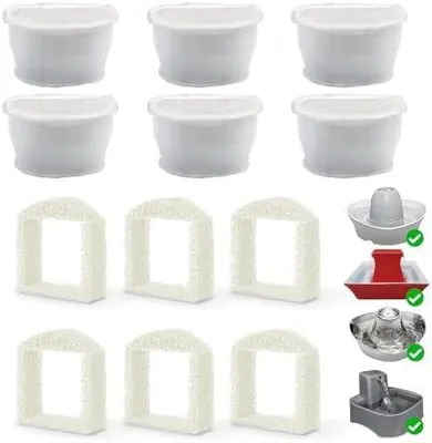 Produktbild von Ersatzfilter für PetSafe Drinkwell Katzenbrunnen mit Aktivkohle 24-teilig | Kompatibel mit Drinkwell Avalon, Pagoda, Sedona Mehr, Enthält 12 Kohlefilter + 12 Schaumfilter, für Sauberes Frisches Wasser