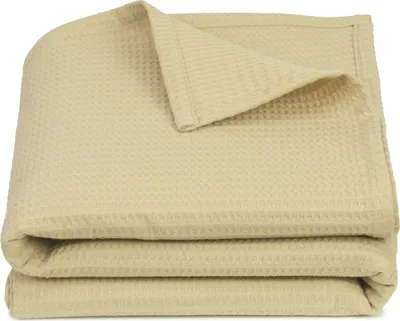 Produktbild von Kuscheldecke in 150x200 cm knitterarme und atmungsaktive Couchdecke in beige, Waffelmuster
