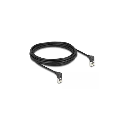 Produktbild von Delock - Patch-Kabel - RJ-45 (M) nach oben angewinkelt zu RJ-45 (M) nach oben angewinkelt - 5 m - 4.5 mm - S/FTP - CAT 6a - geschirmt, halogenfrei - Schwarz