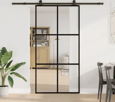 Immagine prodotto di Porta Scorrevole con Ferramenta 102x205 cm Vetro ESG Alluminio
