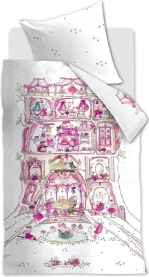 Produktbild von Hannekejag Renforcé-Bettwäsche-Garnitur Mousehouse Farbe Rosa Größe 135 x 200 cm + 1x 80 x 80 cm