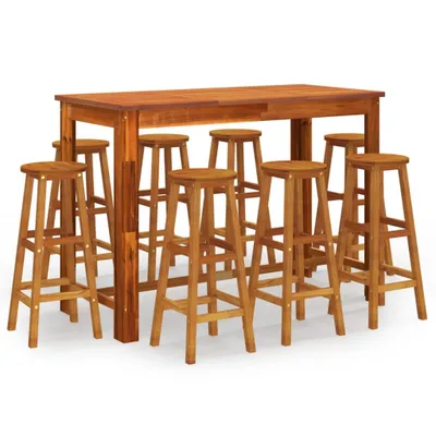 Produktbild von vidaXL 9-tlg. Gartenbar-Set Massivholz Akazie