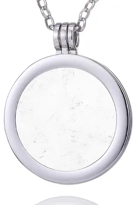 Produktbild von Morella Damen Halskette 70 cm Edelstahl und Anhänger mit Edelstein Bergkristall Coin 33 mm Chakren Scheibe in Schmuckbeutel