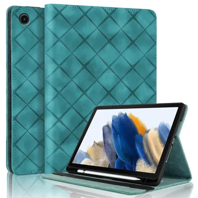Produktbild von Für Samsung Galaxy Tab A9 aufstellbare Rhombus Muster Kunstleder Hülle Tasche Grün
