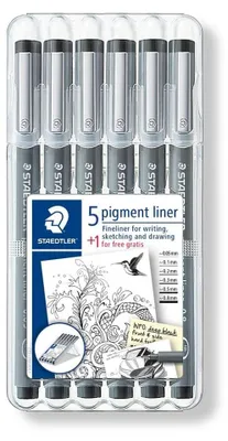 Immagine prodotto di STAEDTLER Pigment Liner 308, pennarello a punta fine – nero, confezione da 6