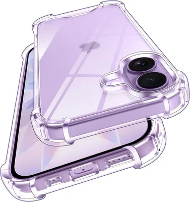 A clear protective case for an iPhone, shown from a diagonal angle.