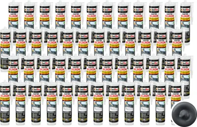Produktbild von Isolbau Sanitär Silikon 48 x 300 ml Anthrazit - Hochelastischer Silikon-Dichtstoff für Abdichtungen & Fugen – Schimmelresistent, wasserdicht -  Kartusche