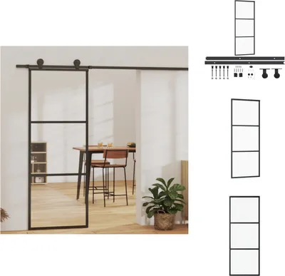 Productafbeelding van vidaXL Schuifdeur met beslag, veiligheidsglas en aluminium, 76x205 cm - Deuren