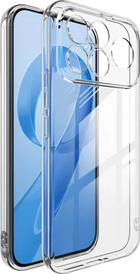 A clear protective phone case is shown on a white background.