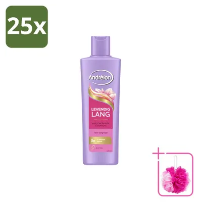 Imagen del producto de 25 champús Andrélon Levendig Lang, 250 ml, pack ahorro, 25 unidades