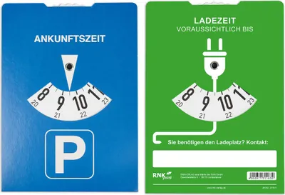 Produktbild von Parkscheibe nach StVO - 11 x 15 cm mit Ladescheibe Karton. Packung mit 20 Stück