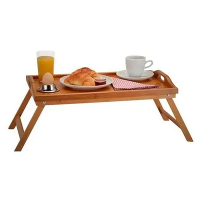 Productafbeelding van Relaxdays, inklapbaar bedtafeltje, serveertafel met poten, ideaal voor ontbijt in bed, bamboe & MDF, hoogte x breedte x diepte: 23 x 60 x 30 cm, naturel
