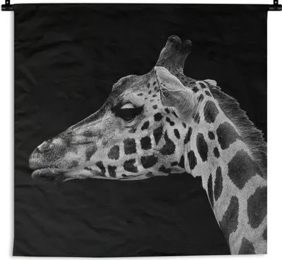 Produktbild von MuchoWow® Wandteppich Wandbehang Tiere - Giraffe - Schwarz - Weiß 90x90 cm Tapisserie Dekoration Wandtuch - Wandaufhänger