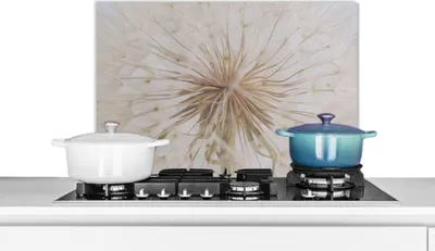 Produktbild von KitchenYeah®  Spritzschutz Küche - Küchenrückwand - Wandschutz für Herd und Spüle - Blumen - Löwenzahn - Entwurf 70x50 - Alu-Dibond (Alternative zum Spritzschutz aus Glas) - Hitzebeständig - Herdsprit