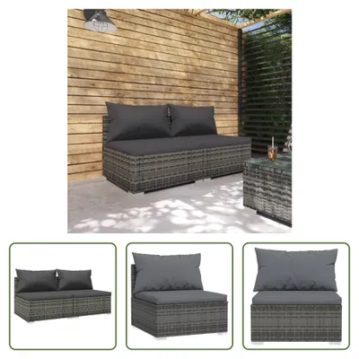 Produktbild von The Living Store 2-tlg. Garten-Lounge-Set mit Kissen Poly Rattan Grau