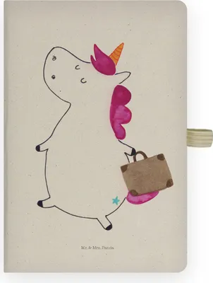 Produktbild von Mr. & Mrs. Panda Tagebuch Einhorn Koffer - Transparent - Geschenk, Reise, Abenteuer, Unicorn, Journal, Spaß, Einhörner, notizbuch, Adressbuch, Kladde, Hardcover A4