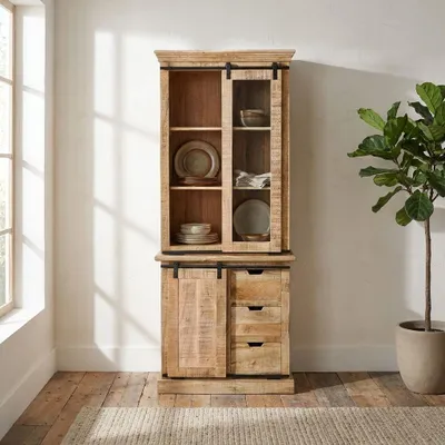 Immagine prodotto di Milani Home - Mobile in legno di mango con 3 ante cm 85 l x 50 p x 210 h