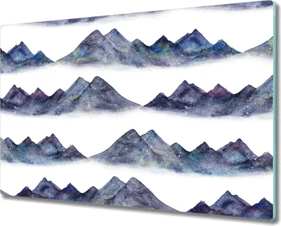 Produktbild von Glas-Herdabdeckplatte Glaskeramikkochfeld-Abdeckung Spritzschutz - 80x52 cm - Aquarell Berge blau