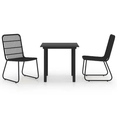 Immagine prodotto di set da pranzo da giardino 3 pezzi in polirattan e vetro