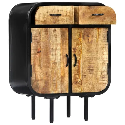 Image de Buffet "Pfaffing" en acier, bois massif marron, noir. Dimensions (L/H/P) 60x75x30 cm