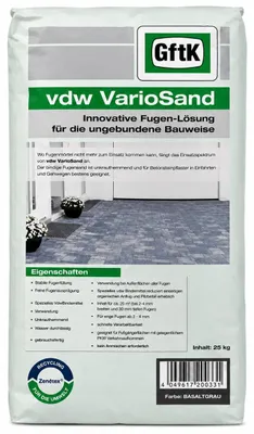 Obrázek produktu pro vdw VarioSand tmavě šedý písek pro spárování, 25 kg, vhodný pro úzké spáry o šířce 2-4 mm