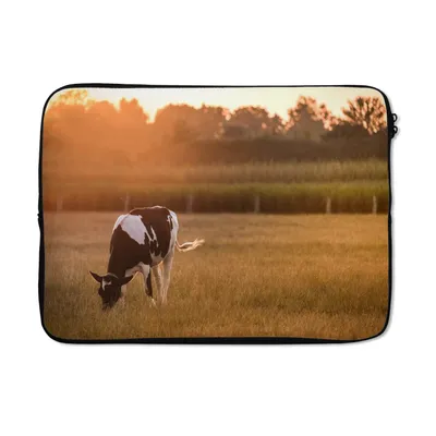Produktbild von MuchoWow® Laptop Hülle 13 Zoll Kuh - Sonne - Tiere Laptoptasche - Laptophülle - Sleeve - Rundumschutz
