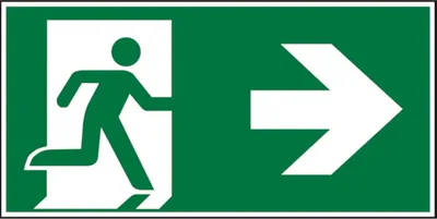 Produktbild von Dreifke® Rettungszeichen, Notausgang rechts | Folie selbstklebend, langnachle...