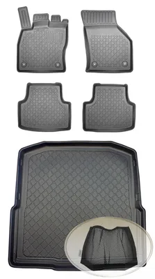 Produktbild von SET Kofferraumwanne Gummifußmatten für Skoda Octavia Combi 3 5E Kombi 5-türer 2013- untere / vertiefte Ladefläche, ohne variablen Ladeboden (Varioboden)
