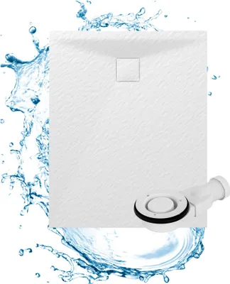 Immagine prodotto di Piatto doccia Granitan | Teja - 100x80 cm - Bianco - Superficie antisdrucciolo - Robusta composizione in duroplastica