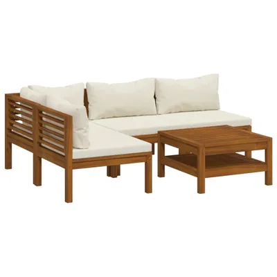 Produktbild von "im Sonderangebot" 5-tlg. Garten-Lounge-Set - elegantes Design - Sitzgruppe/Gartengarnitur - mit Creme Kissen Massivholz Akazie - Terassenmöbel DEMöbel530419