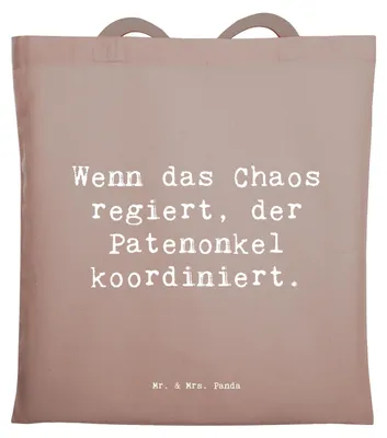 Produktbild von Mr. & Mrs. Panda Tote Bag Spruch Patenonkel Held - Braun Pastell - Geschenk, Geschenke, Tasche, einzigartige Designs, Patenschaft, Shopping, Koordinator, Jutebeutel, Uni