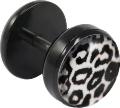 Produktbild von Fake Plug Ohrstecker mit Leopard-Motiv weiß
