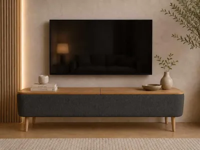 Imagen del producto de Skye Decor, soporte de TV de alta calidad (3 piezas), color antracita, 120 cm | 100% melamina