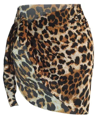 Produktbild von AOWVUTS Sarong Damen y Leopardenmuster Bikini Cover Up Wickelrock Strandrock