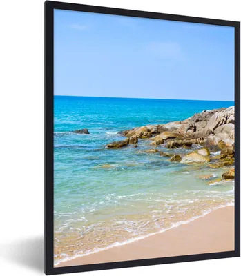 Produktbild von MuchoWow® Gerahmtes Poster Strand - Meer - Tropisch - Sommer 60x80 cm - Poster mit Schwarzem Bilderrahmen Wandposter Rahmen Foto Bilder - Premium - Wanddeko Wohnzimmer