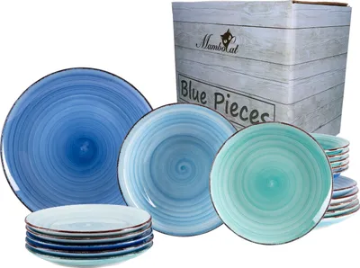 Produktbild von 18tlg. Tellerset Blue für 6 Personen in Blau-Tönen Essteller Suppenteller Kuchenteller