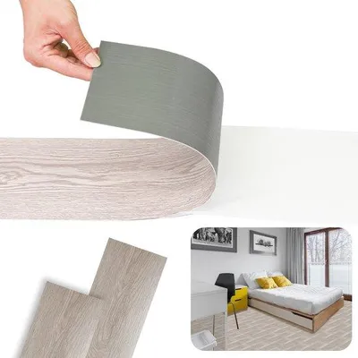 Image de Revêtement de sol en vinyle - Sols en vinyle - Aspect naturel - 91,5 x 15,2 cm - Épaisseur : 1,5 mm - 28 lames - Chêne blanc