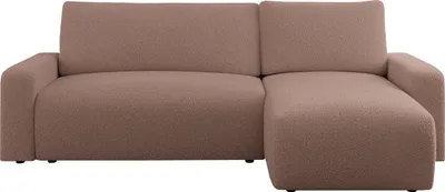 Produktbild von Boucle Stoff, Boucle Couch, Sofa mit Schlaffunktion und Bettkasten, Schlafsofa Boucle, Couchgarnitur Ecke Bettcouch, Boucle Stoff - ARGOS - Rosa Boucle