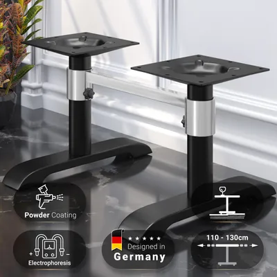 Produktbild von SAN.DIEGO | Bistro Lounge Doppel Tischgestell | Schwarz | +Verbinder | Tischgestell Aluminium, Gastro Tischgestell