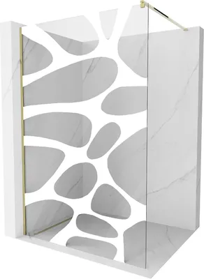 Image de Mexen Kioto paroi de douche 90 x 200 cm, Transparent/Blanc motif 8 mm, Or - 800-090-101-50-97