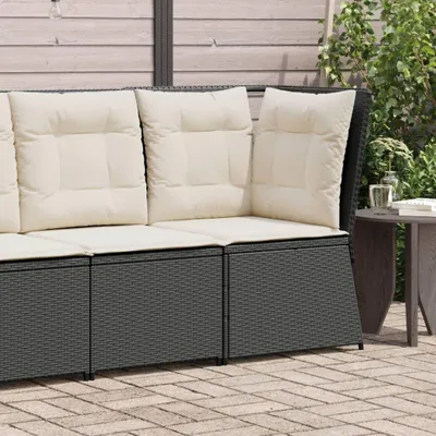 Obrázek produktu pro vidaXL Zahradní rohová pohovka s polštářem Black Poly Rattan