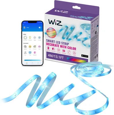 Produktbild von WiZ LED-Lichtleiste 4 m, Intelligenter Leuchtstreifen, Wi-Fi/Bluetooth, Weiß, Wi-Fi 4 (802.11n), 802.11b, 802.11g, LED, Kunststoff