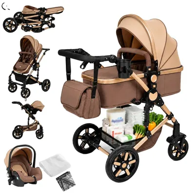 Image de Poussette, légère et pliable, avec pneus tout-terrain, couleur kaki