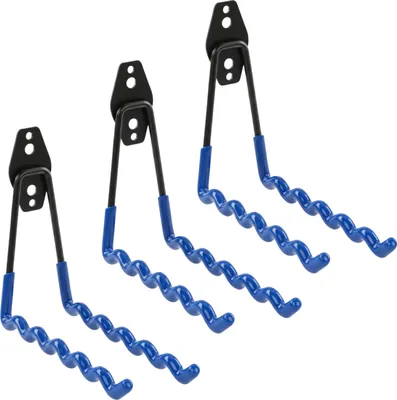 Produktbild von Set 3 Stck. Wandhaken von BOTLE, Werkzeughaken, für Elektrowerkzeuge, Wellenform 19cm, mit PVC-Ummantelung, für Garage, Schuppen, Halterung für Fahrräder oder Gartenschläuche, Doppelhaken, Tragkraft bis 25kg