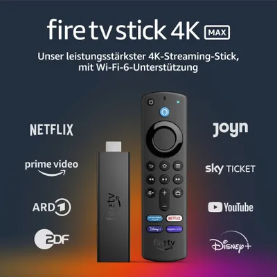 Produktbild von Fire TV Stick 4K Max mit Wi-Fi 6 und Alexa-Sprachfernbedienung (mit TV-Steuerungstasten)