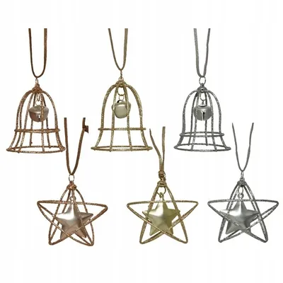 Imagen del producto de Adornos navideños para el árbol: estrella y campana, 17,5 cm