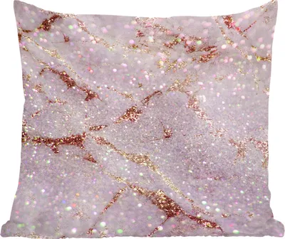 Produktbild von MuchoWow® Zierkissen Sofakissen Wohnzimmer Dekokissen 50x50 cm Marmor - Lila - Glitter - Komfort - Sofakissen