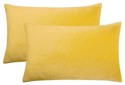 Obrázek produktu pro Sada dvou plyšových povlaků na polštáře z veluru, rozměr 40 x 80 cm, barva žlutá