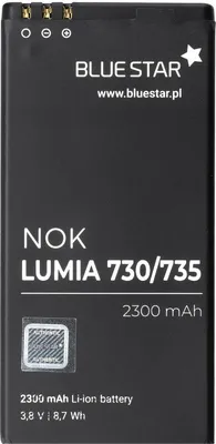 Produktbild von Bluestar Akku Ersatz kompatibel mit Nokia Lumia 730 2300 mAh Austausch Batterie Accu Nokia BV-T5A